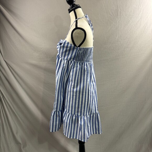 Blue Vertical Stripe Halter Neck Dress - Picture 7 of 8